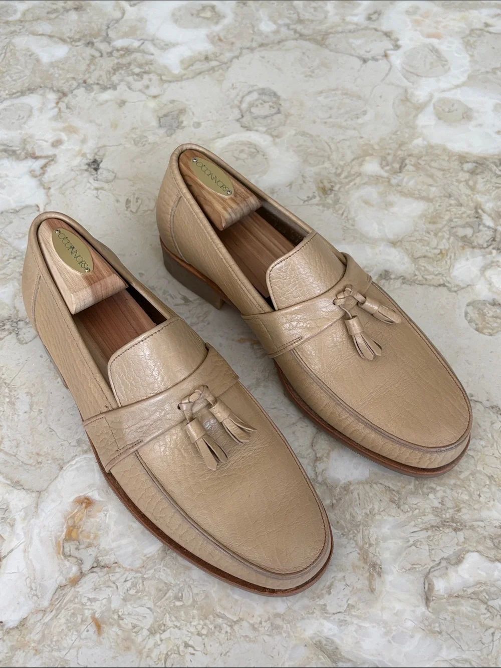 Vintage Dacks Made in Canada Pebbled Leather Tassel Loafers | Vibram Soles